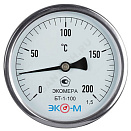 Термометр биметаллический осевой Дк100 200С L=60мм БТ-1-100 ЭКОМЕРА БТ-1-100-200С-L60